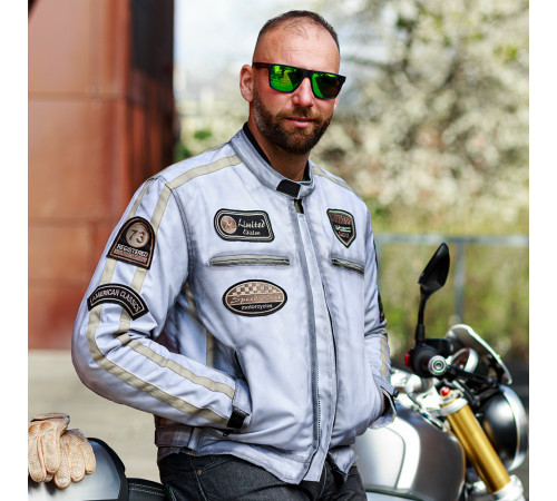 Чоловіча текстильна мотокуртка W-TEC Patriot - білий / M