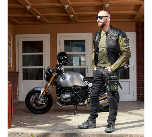 Чоловіча шкіряна мото куртка W-TEC Kostec - чорний/XL