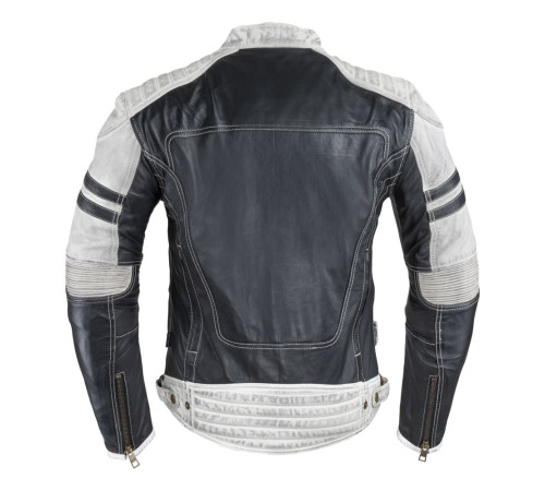 Чоловіча шкіряна мото куртка W-TEC Esbiker - чорно-біла/3XL