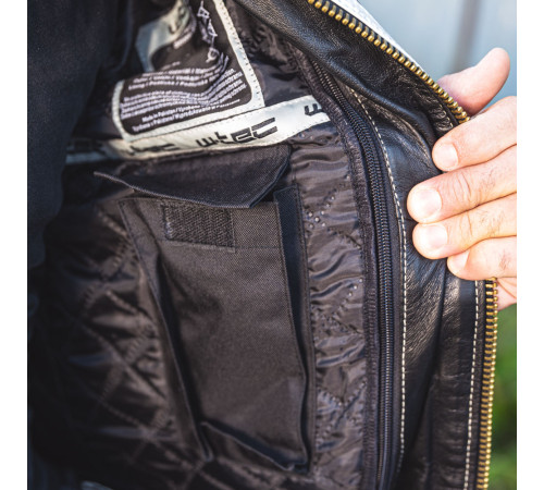 Чоловіча шкіряна мото куртка W-TEC Esbiker - чорно-біла/3XL