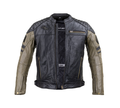Чоловіча шкіряна мото куртка W-TEC Kostec - чорний/XXL
