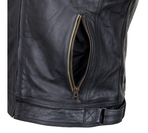 Чоловіча шкіряна мото куртка W-TEC Kostec - чорний/XXL