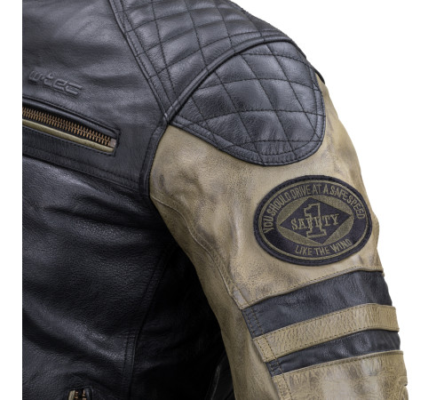 Чоловіча шкіряна мото куртка W-TEC Kostec - чорний/6XL