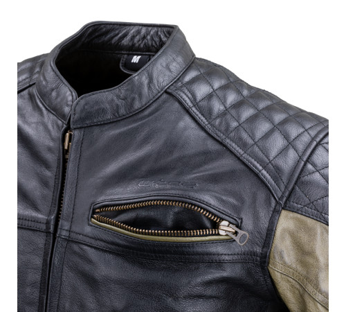 Чоловіча шкіряна мото куртка W-TEC Kostec - чорний/6XL