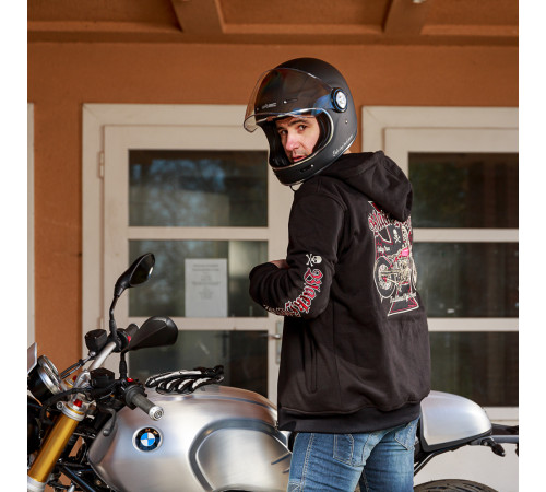 Чоловічий світшот з капюшоном W-TEC Black Heart Vintage Iron - чорний/3XL