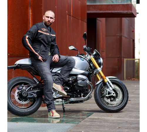 Чоловіча літня мото-куртка W-TEC 2Stripe - чорний / 3XL