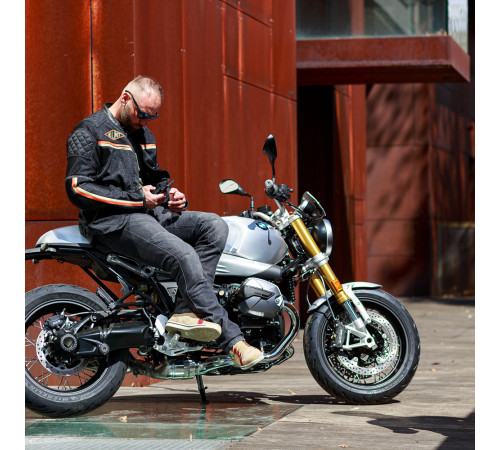 Чоловіча літня мото-куртка W-TEC 2Stripe - чорний / 3XL