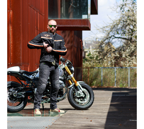 Чоловіча літня мото-куртка W-TEC 2Stripe - чорний / 3XL