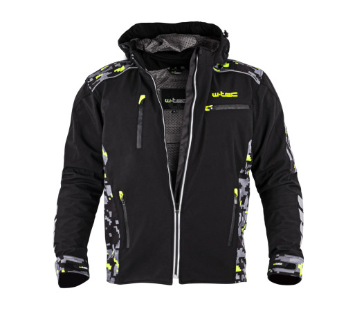 Чоловіча мото-куртка з капюшоном Softshell W-TEC Kybero - розмір 6XL / чорний
