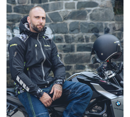 Чоловіча мото-куртка з капюшоном Softshell W-TEC Kybero - розмір 6XL / чорний
