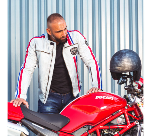 Чоловіча мотокуртка W-TEC 91 Cordura - білий/М