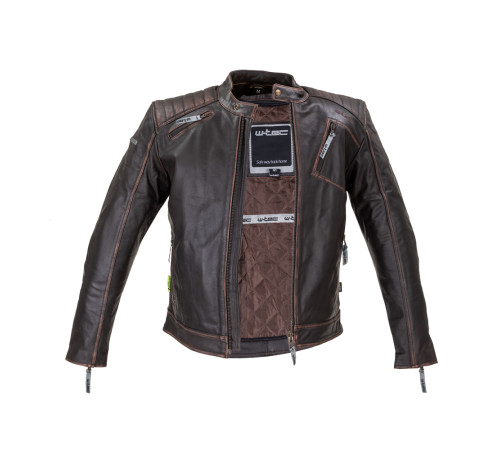 Шкіряна мото куртка W-TEC Embracer - темно-коричнева / L