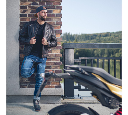 Шкіряна мото куртка W-TEC Embracer - темно-коричнева / L