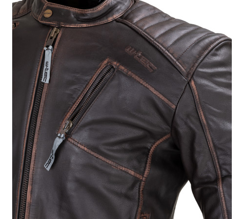 Шкіряна мото куртка W-TEC Embracer - темно-коричнева / L