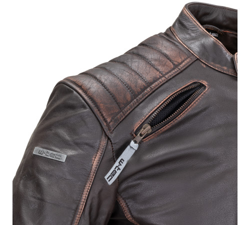 Шкіряна мото куртка W-TEC Embracer - темно-коричнева / L