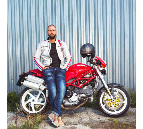 Чоловіча мотокуртка W-TEC 91 Cordura - білий/6XL