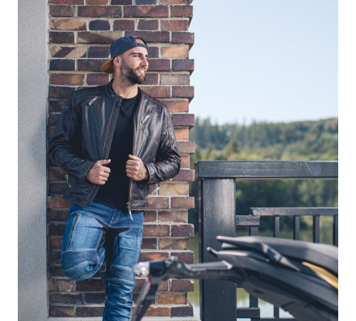 Шкіряна мото куртка W-TEC Embracer - темно-коричнева / XL