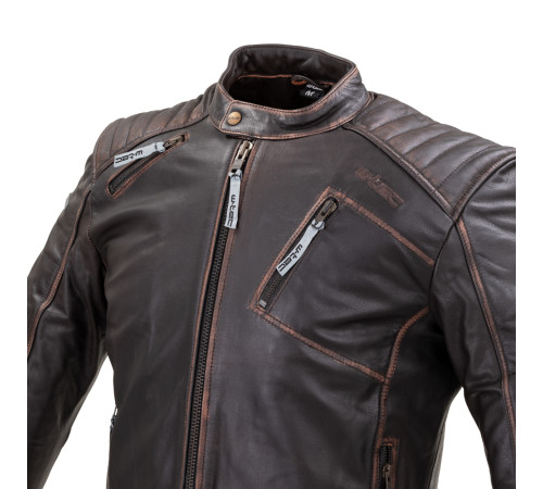 Шкіряна мото куртка W-TEC Embracer - темно-коричнева / 5XL