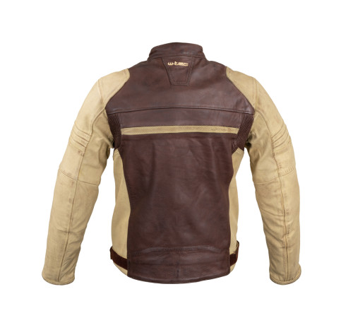 Чоловіча шкіряна мото куртка W-TEC Retro - коричнево-бежевий/S