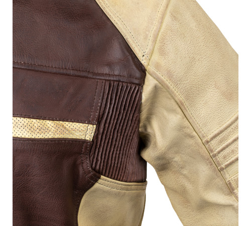 Чоловіча шкіряна мото куртка W-TEC Retro - коричнево-бежевий/M