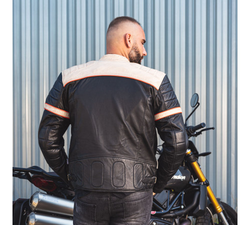 Чоловіча шкіряна мотокуртка W-TEC Hellsto - чорний / 3XL