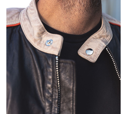 Чоловіча шкіряна мотокуртка W-TEC Hellsto - чорний / 3XL