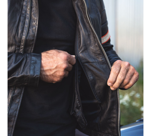 Чоловіча шкіряна мотокуртка W-TEC Hellsto - чорний / 3XL