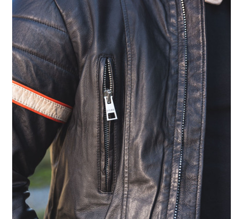 Чоловіча шкіряна мотокуртка W-TEC Hellsto - чорний / 3XL