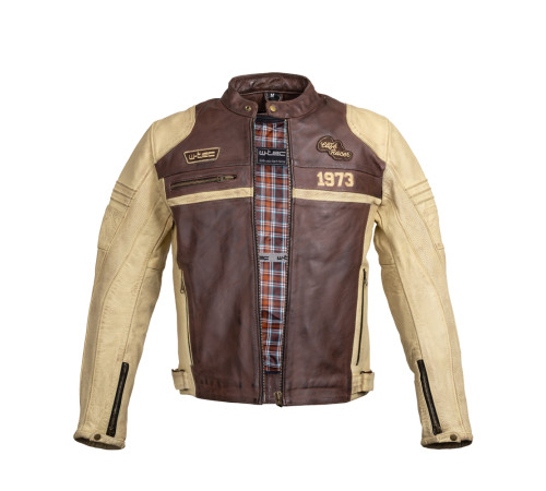 Чоловіча шкіряна мото куртка W-TEC Retro - коричнево-бежевий/XXL