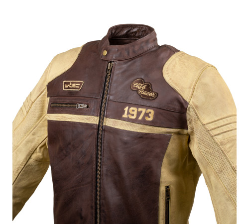 Чоловіча шкіряна мото куртка W-TEC Retro - коричнево-бежевий/XXL