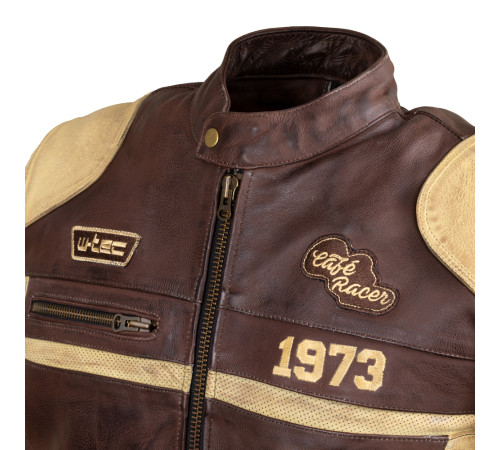 Чоловіча шкіряна мото куртка W-TEC Retro - коричнево-бежевий/XXL