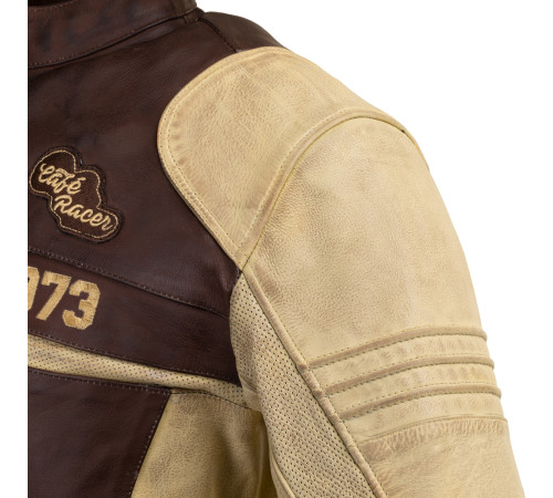 Чоловіча шкіряна мото куртка W-TEC Retro - коричнево-бежевий/XXL