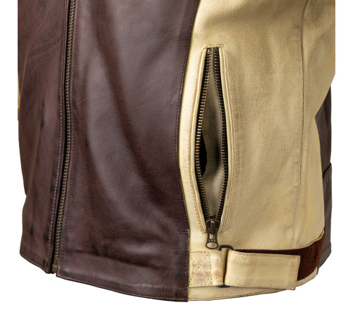 Чоловіча шкіряна мото куртка W-TEC Retro - коричнево-бежевий/XXL