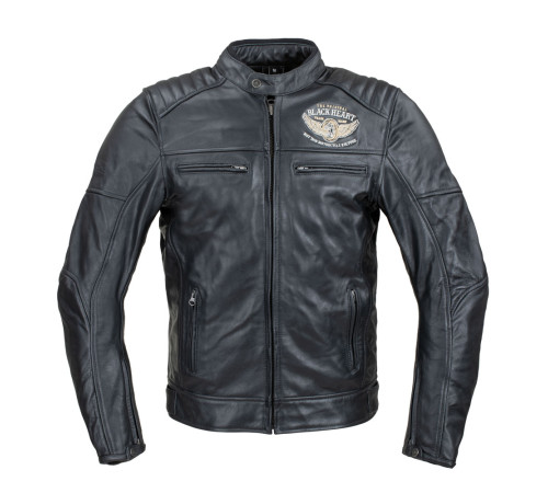 Чоловіча шкіряна мото куртка W-TEC Black Heart Wings Leather Jacket - чорний/S