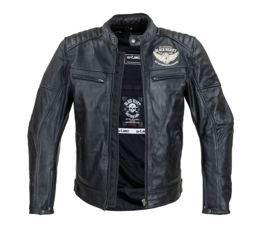 Чоловіча шкіряна мото куртка W-TEC Black Heart Wings Leather Jacket - чорний/S