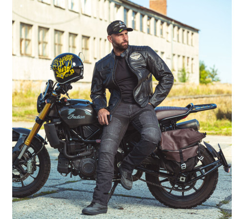 Чоловіча шкіряна мото куртка W-TEC Black Heart Wings Leather Jacket - чорний/S