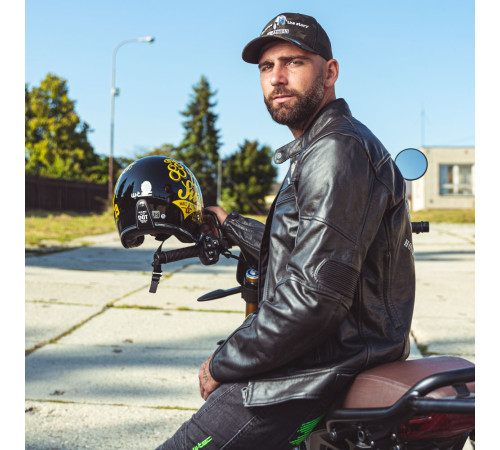 Чоловіча шкіряна мото куртка W-TEC Black Heart Wings Leather Jacket - чорний/S