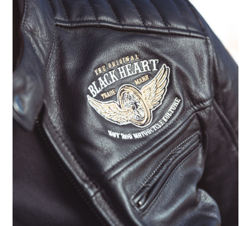 Чоловіча шкіряна мото куртка W-TEC Black Heart Wings Leather Jacket - чорний/S