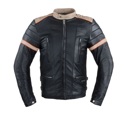 Чоловіча шкіряна мотокуртка W-TEC Hellsto - чорний / 4XL