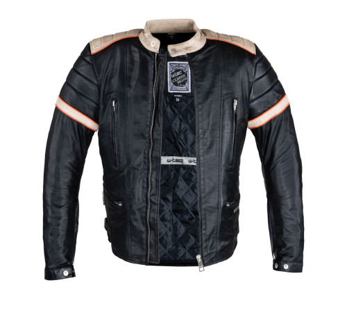 Чоловіча шкіряна мотокуртка W-TEC Hellsto - чорний / 4XL