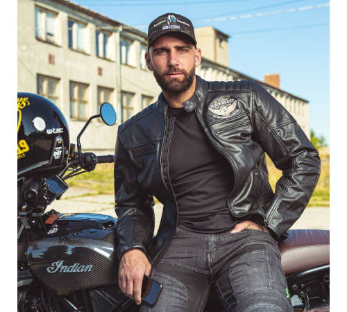 Чоловіча шкіряна мото куртка W-TEC Black Heart Wings Leather Jacket - чорний/М