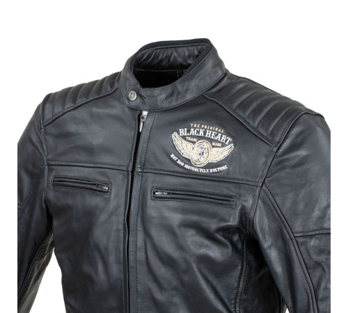 Чоловіча шкіряна мото куртка W-TEC Black Heart Wings Leather Jacket - чорний/М
