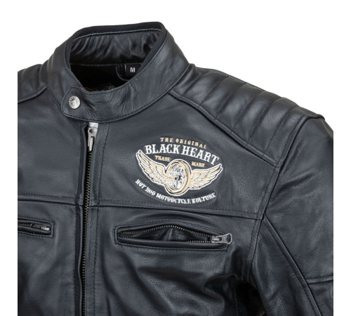 Чоловіча шкіряна мото куртка W-TEC Black Heart Wings Leather Jacket - чорний/М