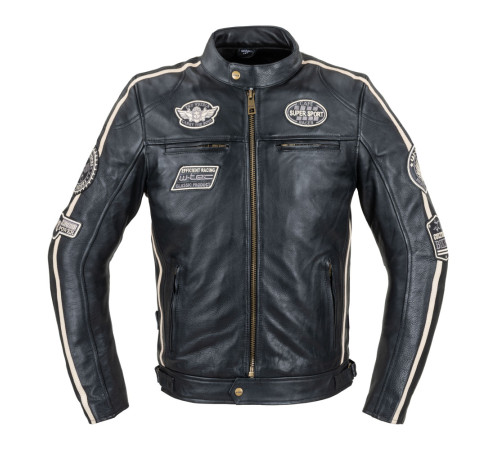 Чоловіча шкіряна мотокуртка W-TEC Makso - чорний / L