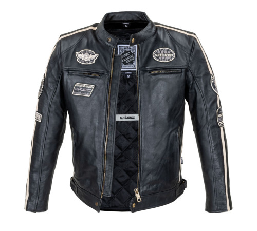 Чоловіча шкіряна мотокуртка W-TEC Makso - чорний / L