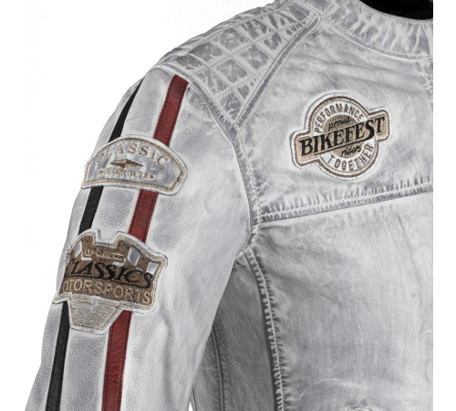 Жіноча шкіряна мотокуртка W-TEC Sheawen Lady White - біла/XL