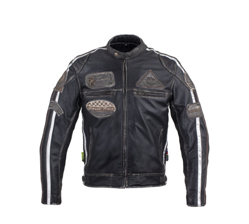 Чоловіча шкіряна мотокуртка W-TEC Sheawen Vintage - чорна/розмір 3XL