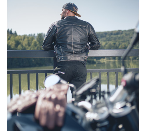 Чоловіча шкіряна мотокуртка W-TEC Sheawen Vintage - чорна/розмір 3XL