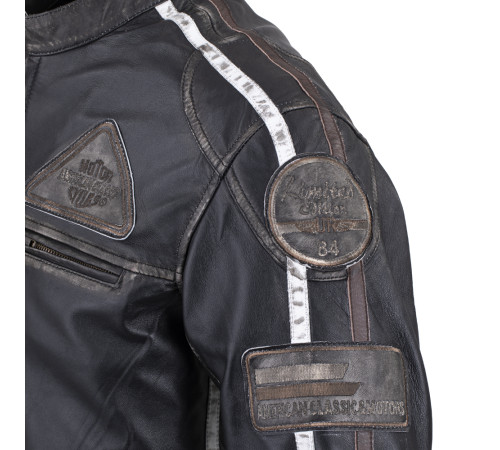 Чоловіча шкіряна мотокуртка W-TEC Sheawen Vintage - чорна/розмір 3XL