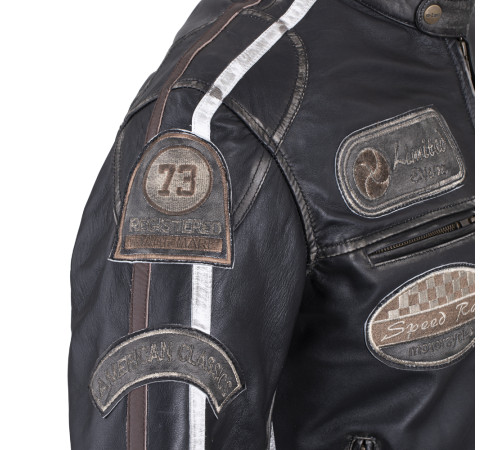 Чоловіча шкіряна мотокуртка W-TEC Sheawen Vintage - чорна/розмір 3XL
